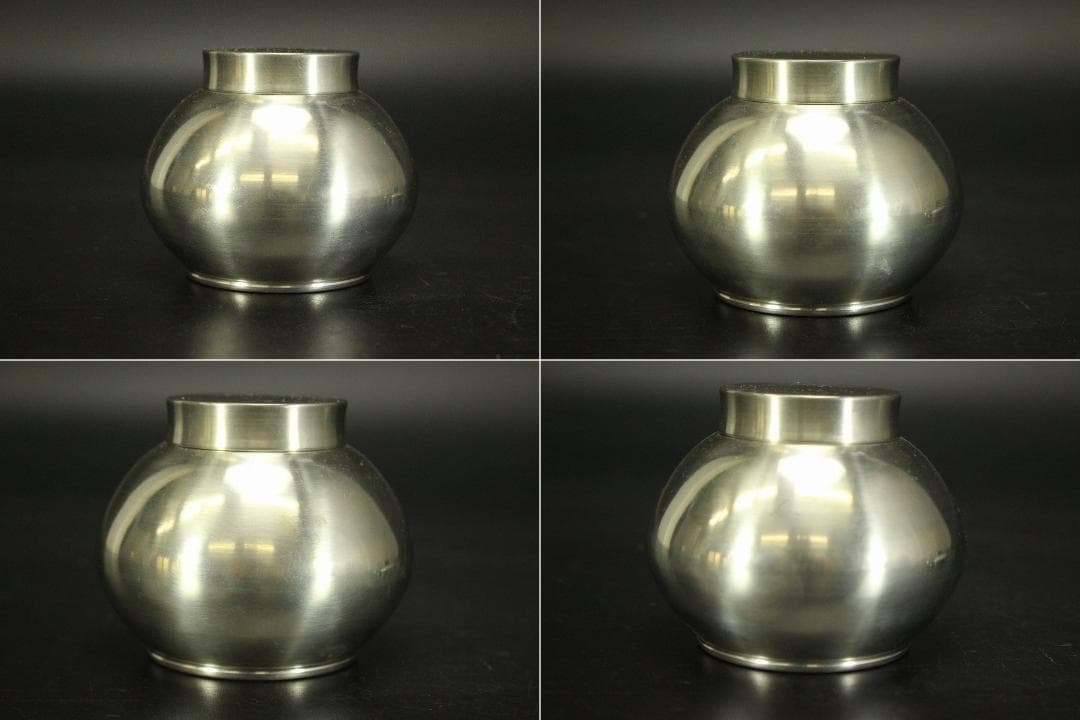 煎茶 蔵苑作 錫 茶入 茶托 瓶敷 まとめて (LC812)