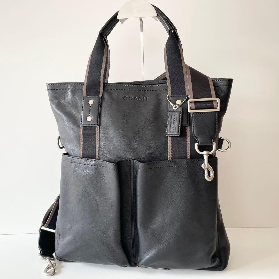 【極美品】COACH メンズ 2wayビジネスバッグ ヘリテージ 黒
