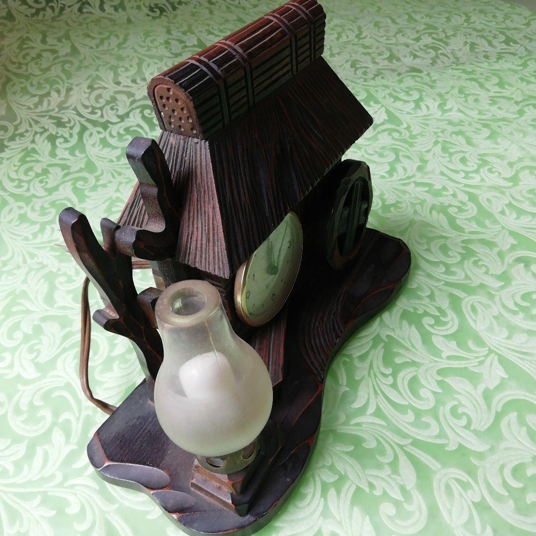 木製 水車小屋 時計 オルゴール ランプ アンティーク