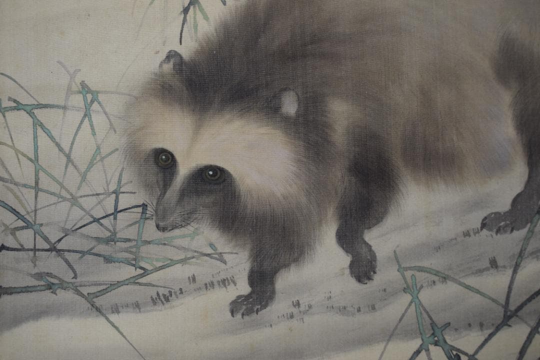 翆山/月下狸之図/掛軸☆宝船☆Y-984　JM