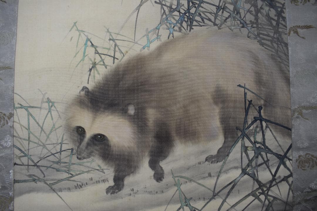 翆山/月下狸之図/掛軸☆宝船☆Y-984　JM