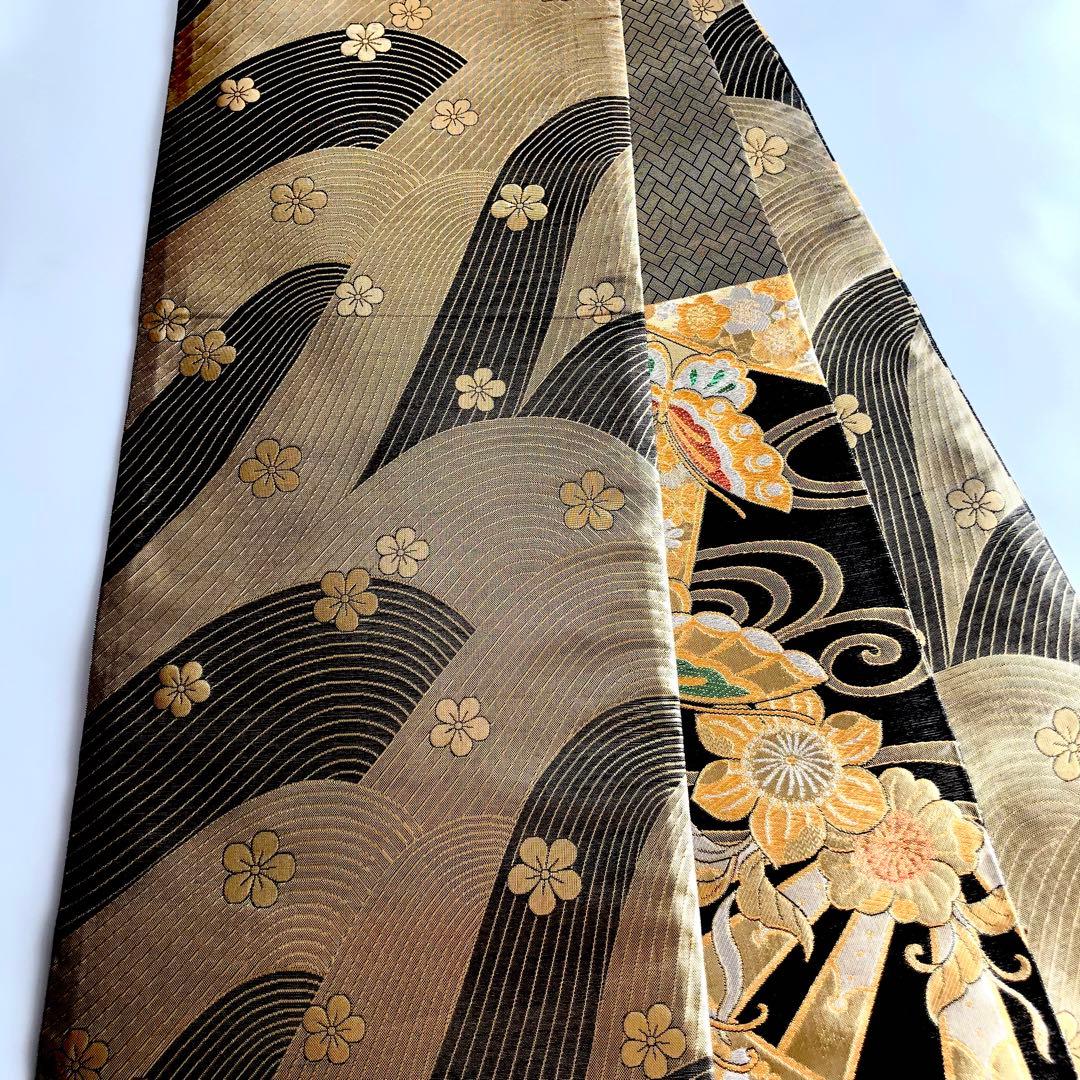 dot☆様　正絹　蝶に辻ヶ花模様織出し袋帯 振袖など