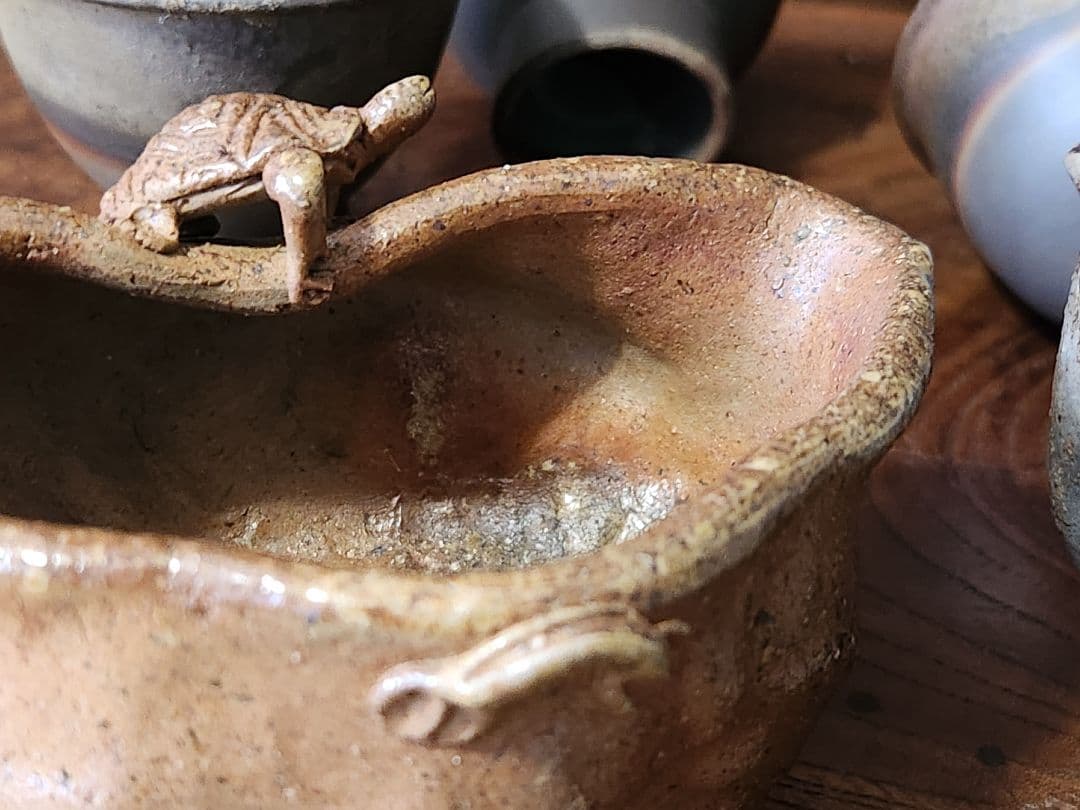 由*麻様 備前焼　宝瓶　蓋摘 及び 湯冷まし縁 亀 茶器　揃