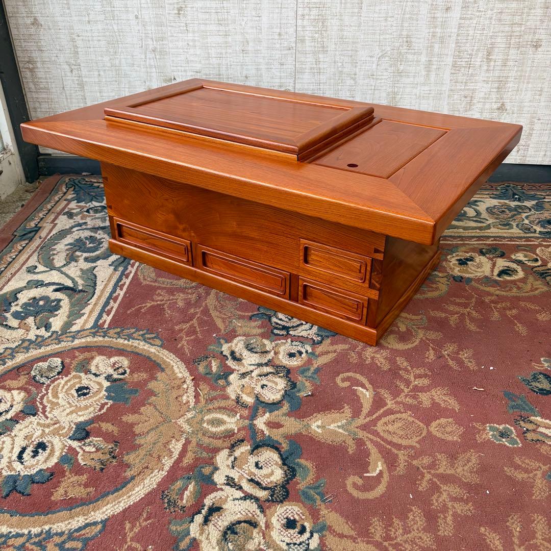 昭和レトロ 欅 木製長火鉢 4杯 引き出し収納付き 火鉢 囲炉裏 古家具 古道具