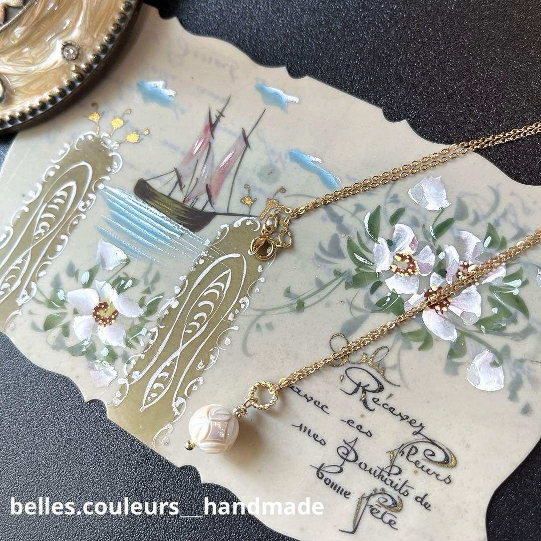 ＊＊COCO＊＊様✴︎白蝶真珠カービングネックレスTOP&デンドリックアゲート