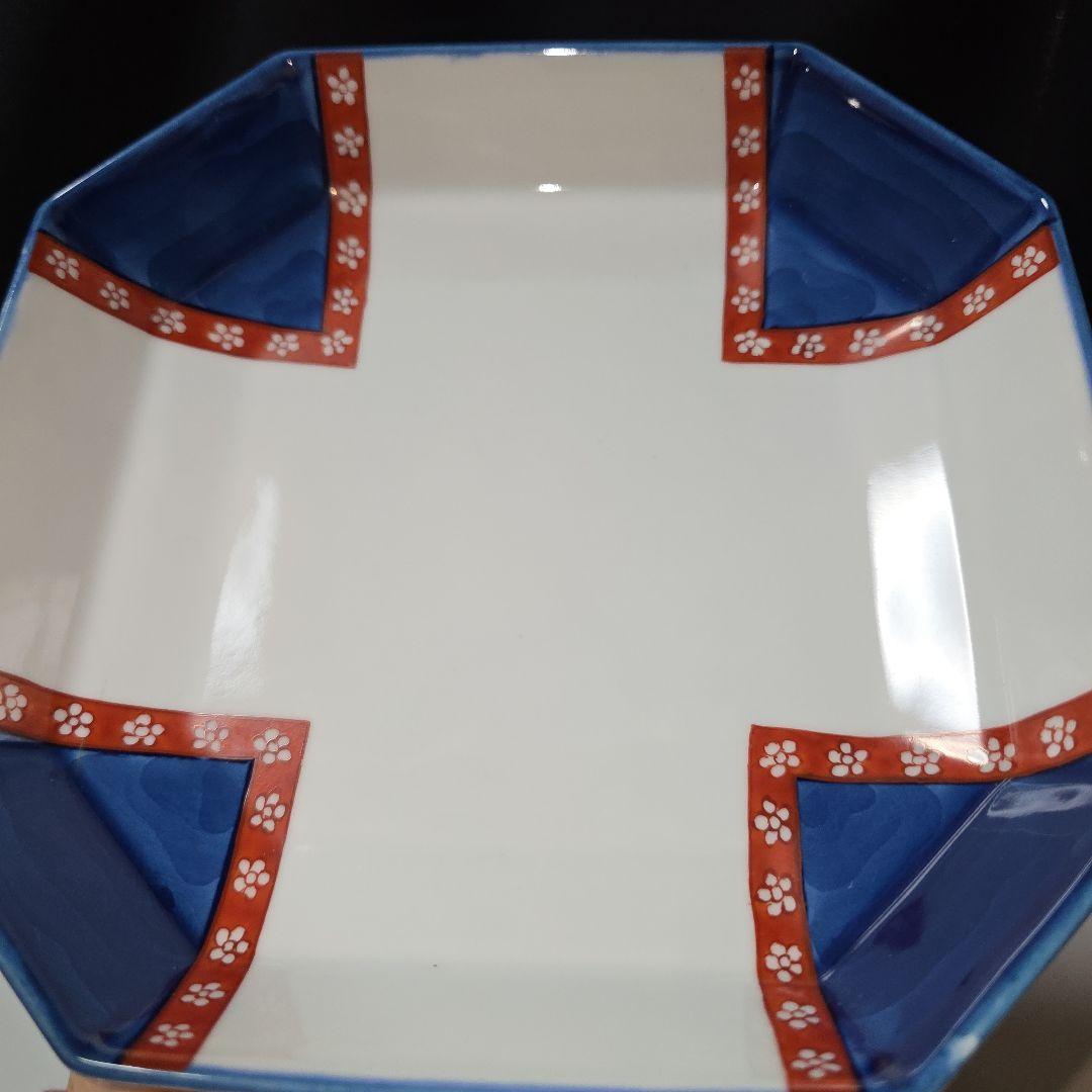 源右衛門 方皿 3枚 染錦梅小紋