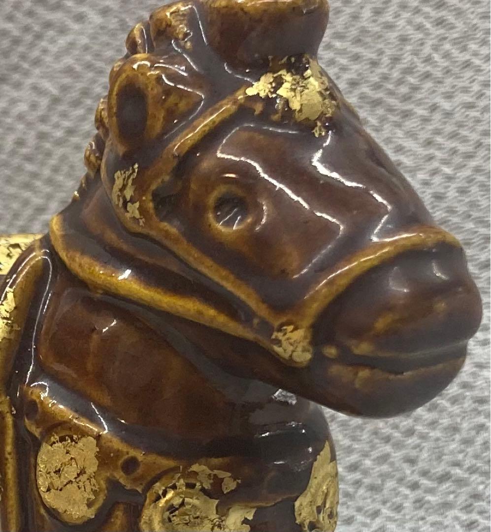 B80s 川崎和楽造「飾り馬 香合」共箱　干支　十二支　茶道具香道具