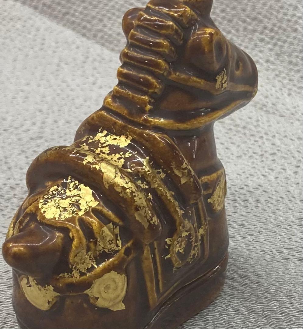 B80s 川崎和楽造「飾り馬 香合」共箱　干支　十二支　茶道具香道具