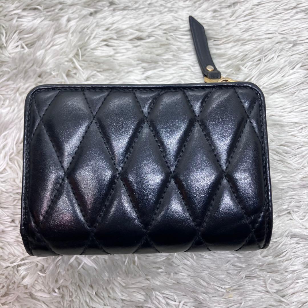 美品✨ミュウミュウ 三つ折り財布 L字ジップ ブラック ナッパインプトゥーレ