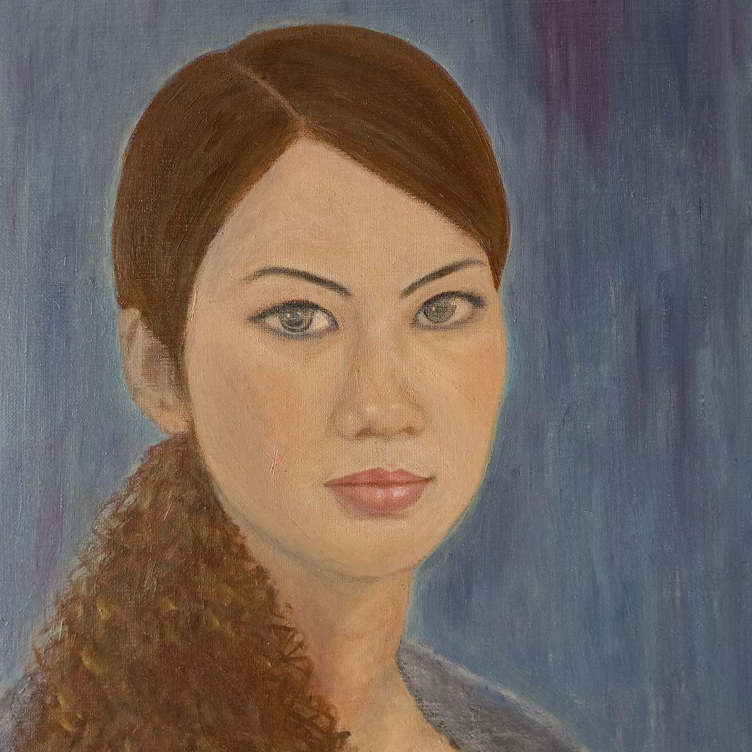 油彩画：神戸中華街の女性　　F6号