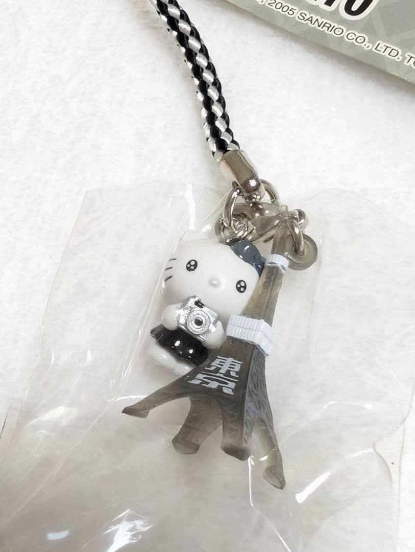 激レア　ご当地キティ　根付け　東京限定東京タワー モノクロ