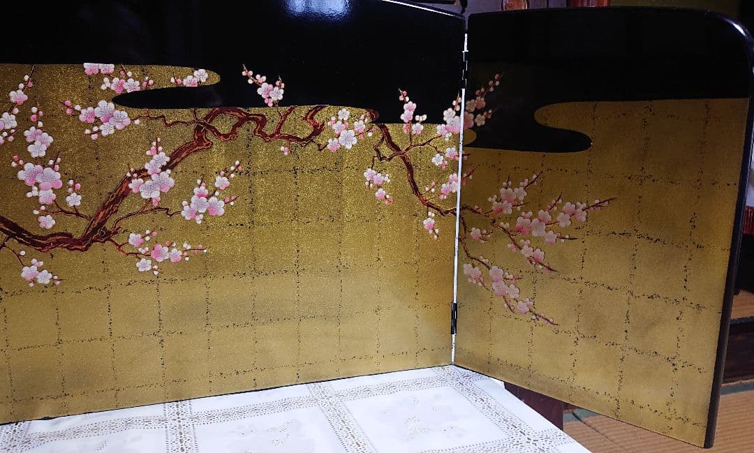 人形の東月 本金彩 桜屏風 約140㎝