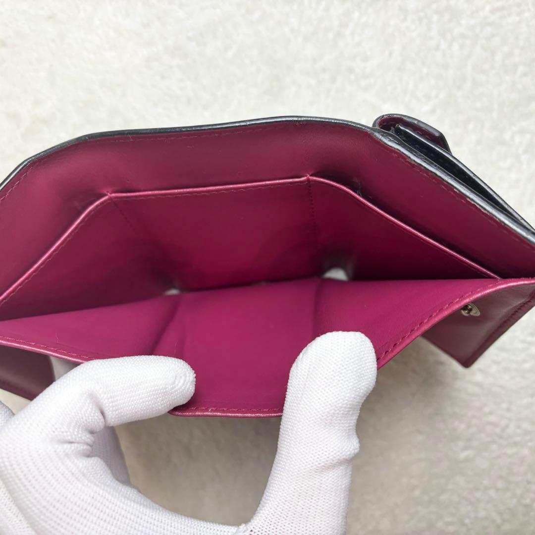 【希少✨】PRADA 三つ折り財布 バイカラー サフィアーノ 黒 RFID搭載