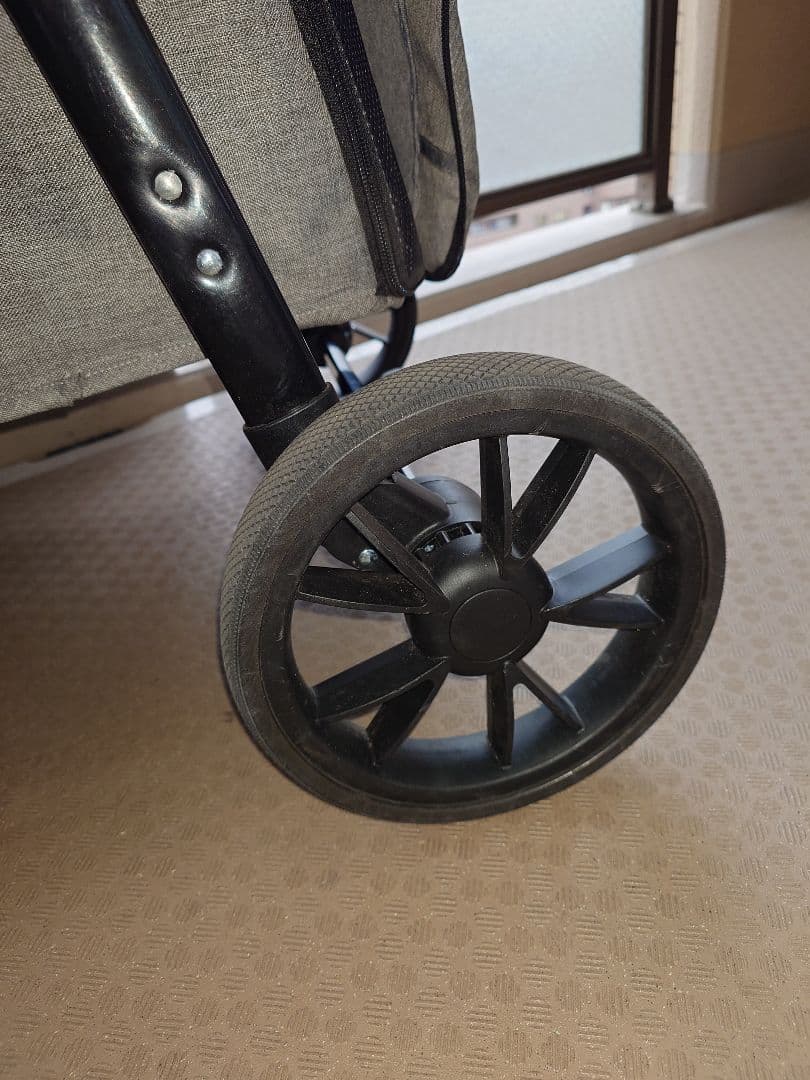 ペットカート グレー スチールフレーム　中型犬用　 折りたたみ式　耐荷重30kg