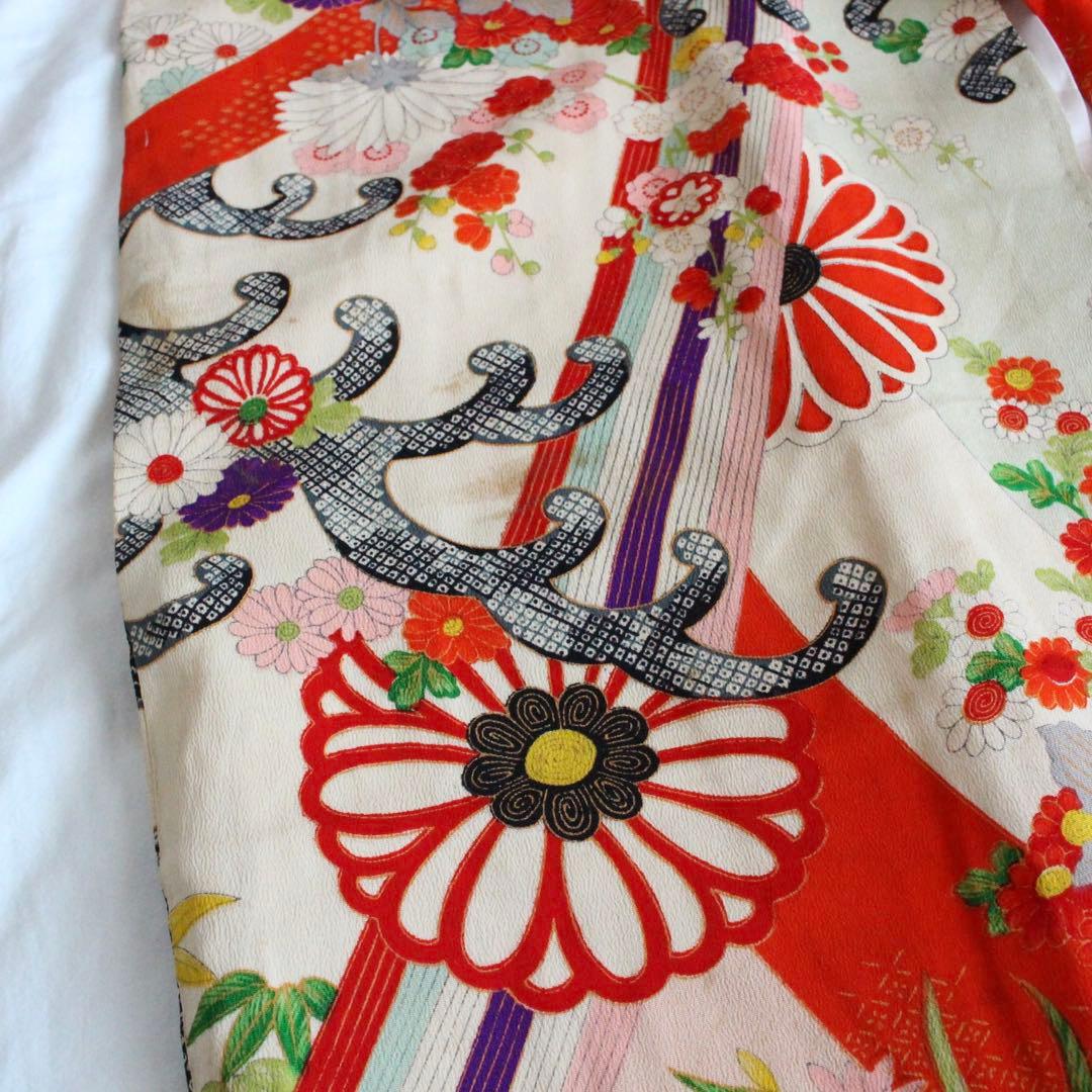 七五三 7歳 女の子 子供 アンティーク 着物 帯 セット