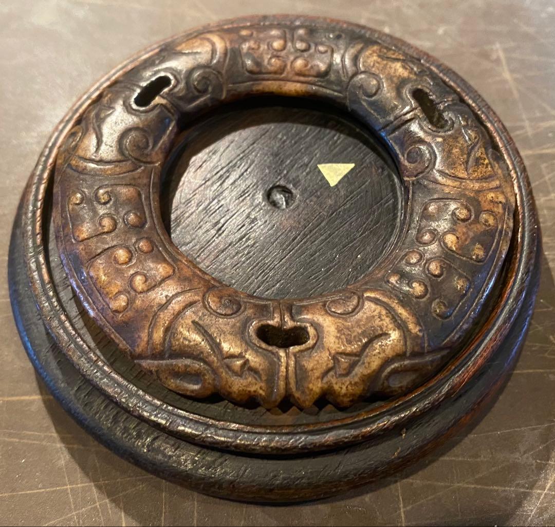 古墨玉　和田玉 瑞獣　鑑賞台３点セット ・ヴィンテージ　レア 鼻煙壺・台湾茶器