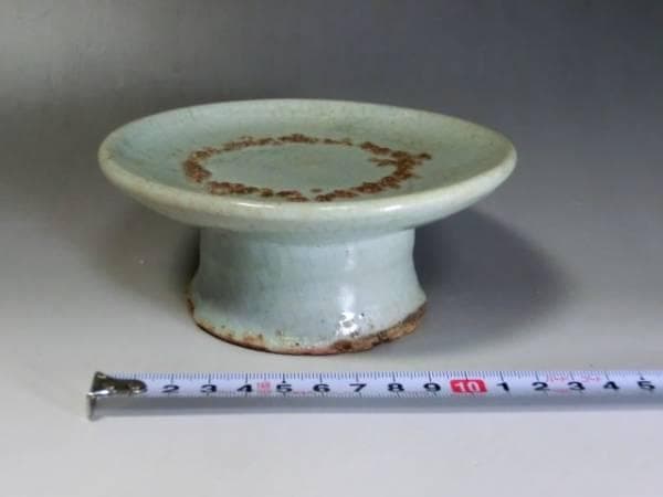 杯台■李朝後期 祭器壷 中国古玩 貫入青磁 馬上杯 酒杯台 時代物 骨董■