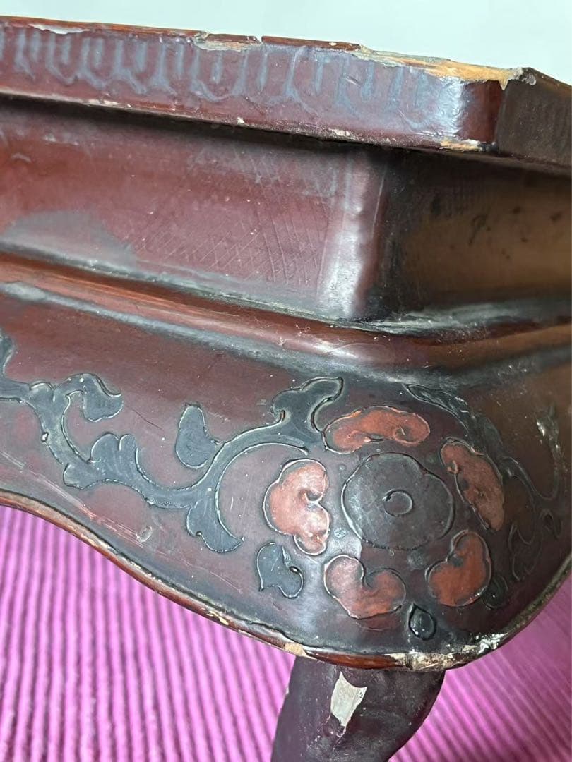 骨董品 18-19世紀の漆器 朱塗 螺鈿 机 中国？韩国？日本？
