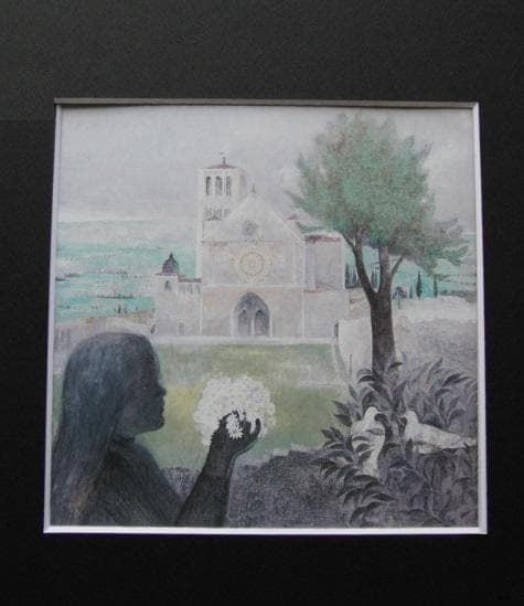 谷中武彦、【聖地】、希少な額装用画集より、新品額装付、状態良好