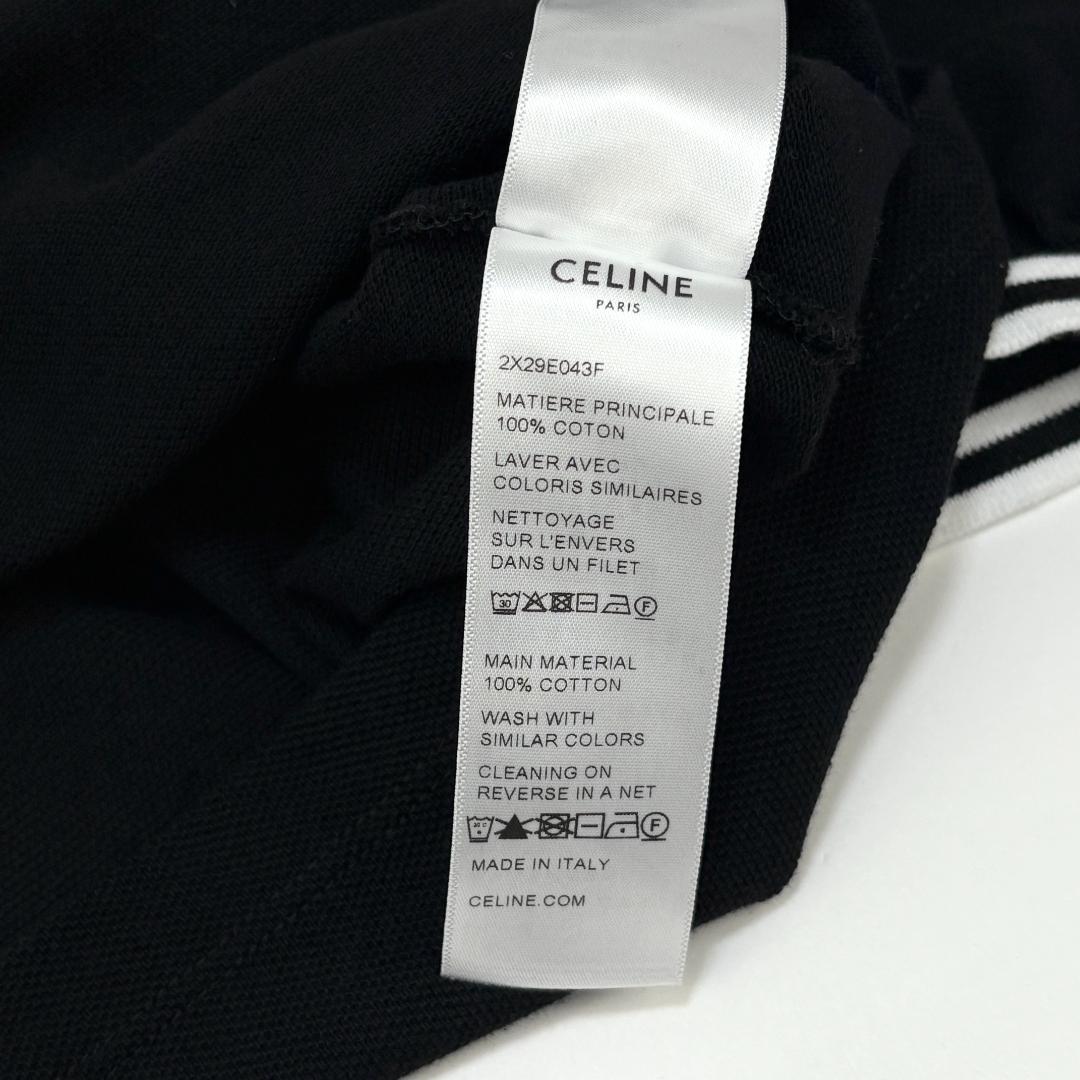 極美品 CELINE 23SS トリオンフ クロップド ポロシャツ コットンピケ