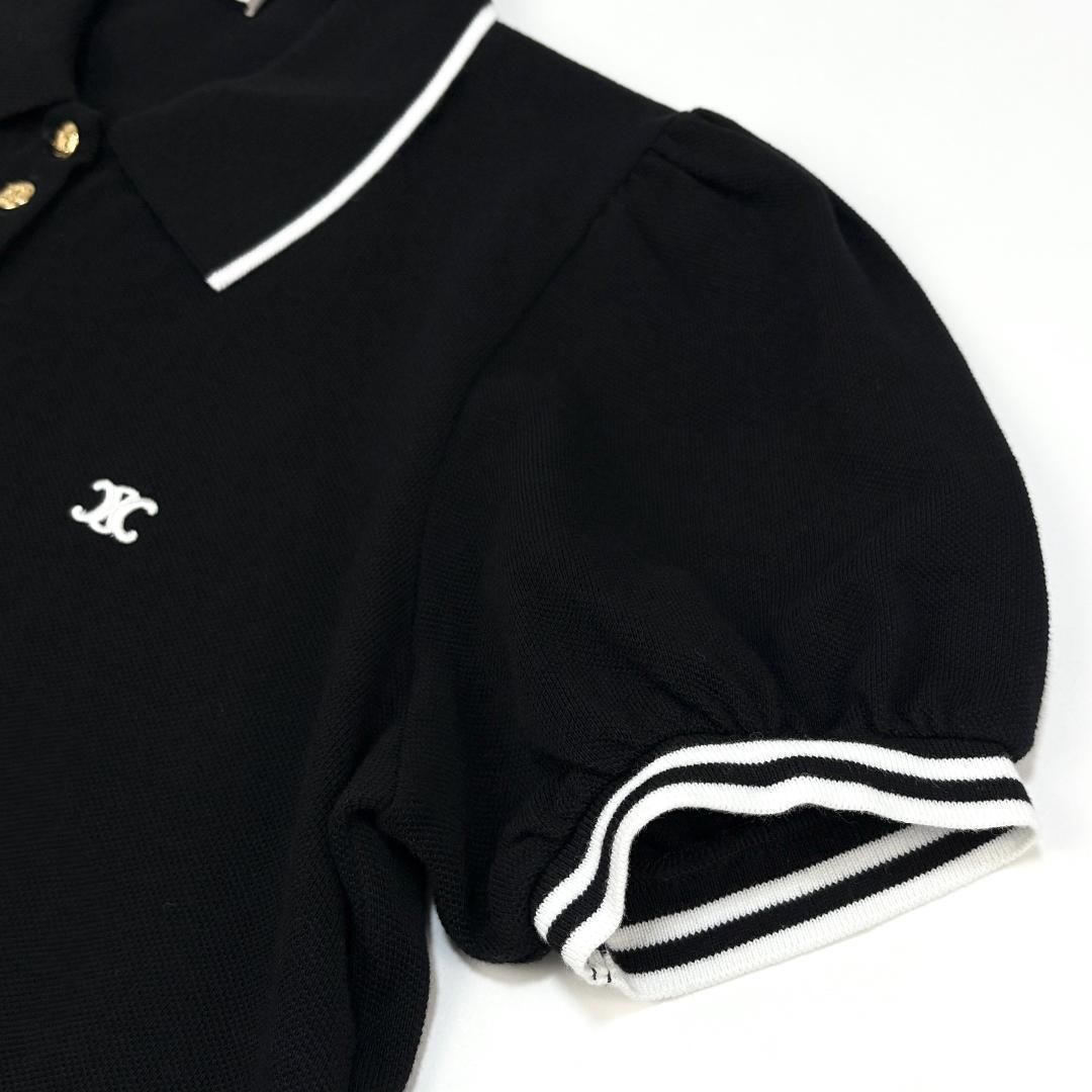 極美品 CELINE 23SS トリオンフ クロップド ポロシャツ コットンピケ