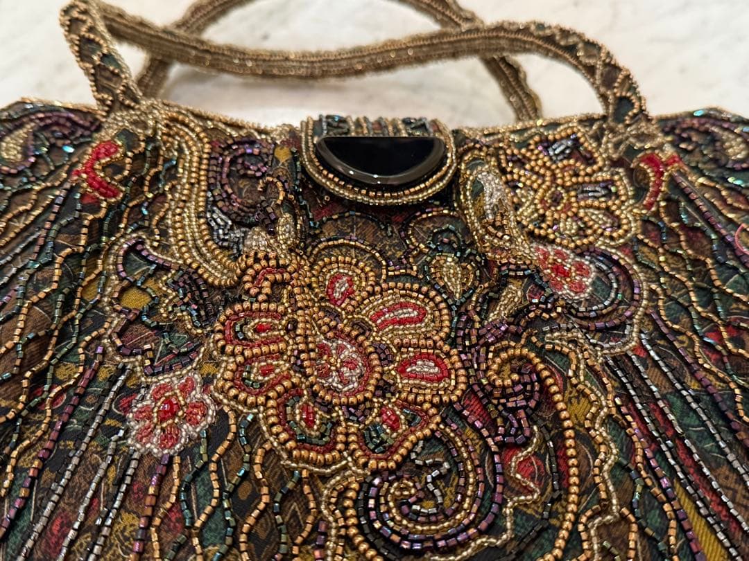 精巧なビーズ刺繍　和装バッグ　新品未使用