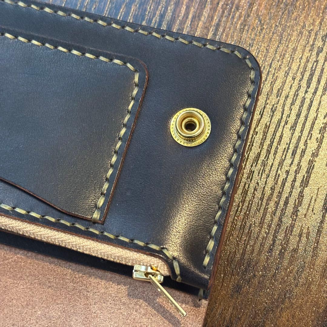 栃木レザー　トラッカーウォレット　茶芯ブラック