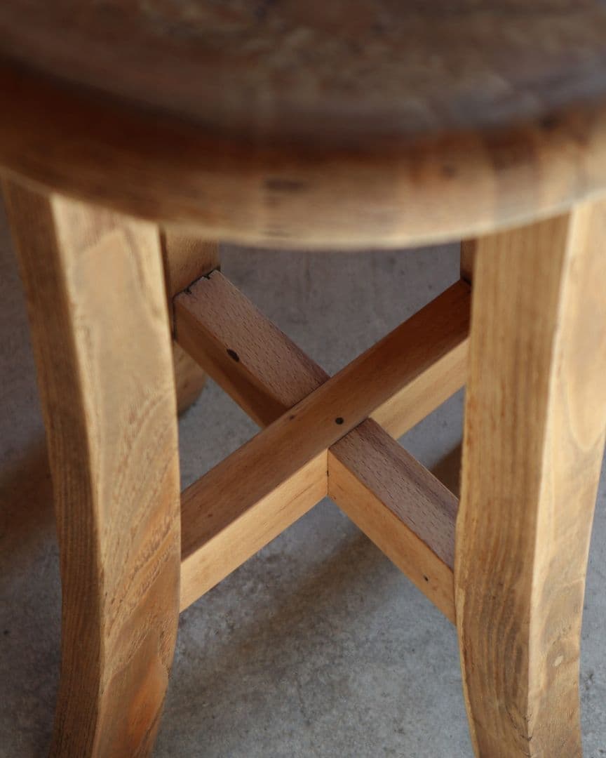 お値下げ中　古い栗材のスツール　古道具 古家具 アンティーク カフェ 丸椅子