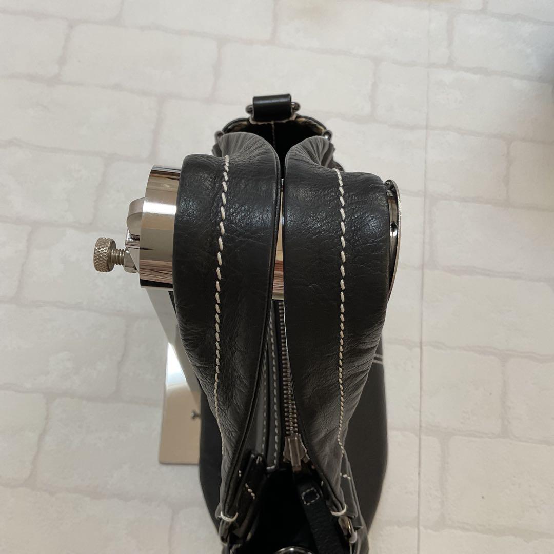 【美品】バーバリーショルダーバッグ オールレザー リバーシブル 黒 2way