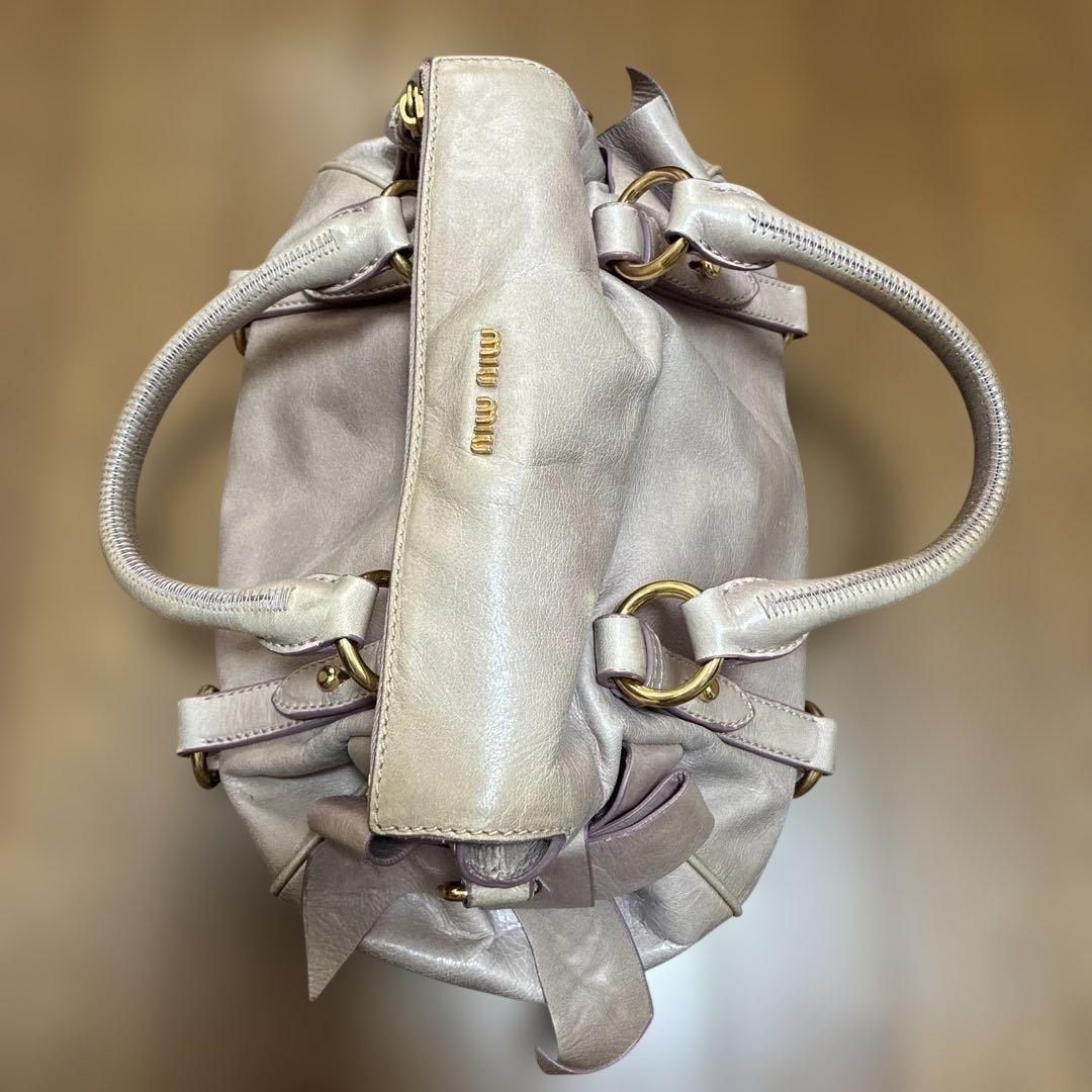 MIU MIU ミュウミュウ　2wayバッグ サイドリボン　くすみピンク