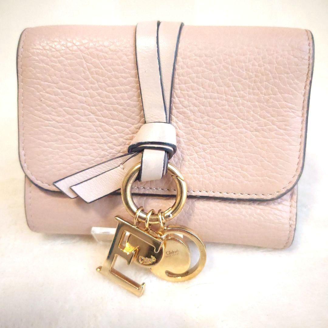 【美品・大人気】クロエ コンパクトウォレット アルファベット チャーム ピンク系