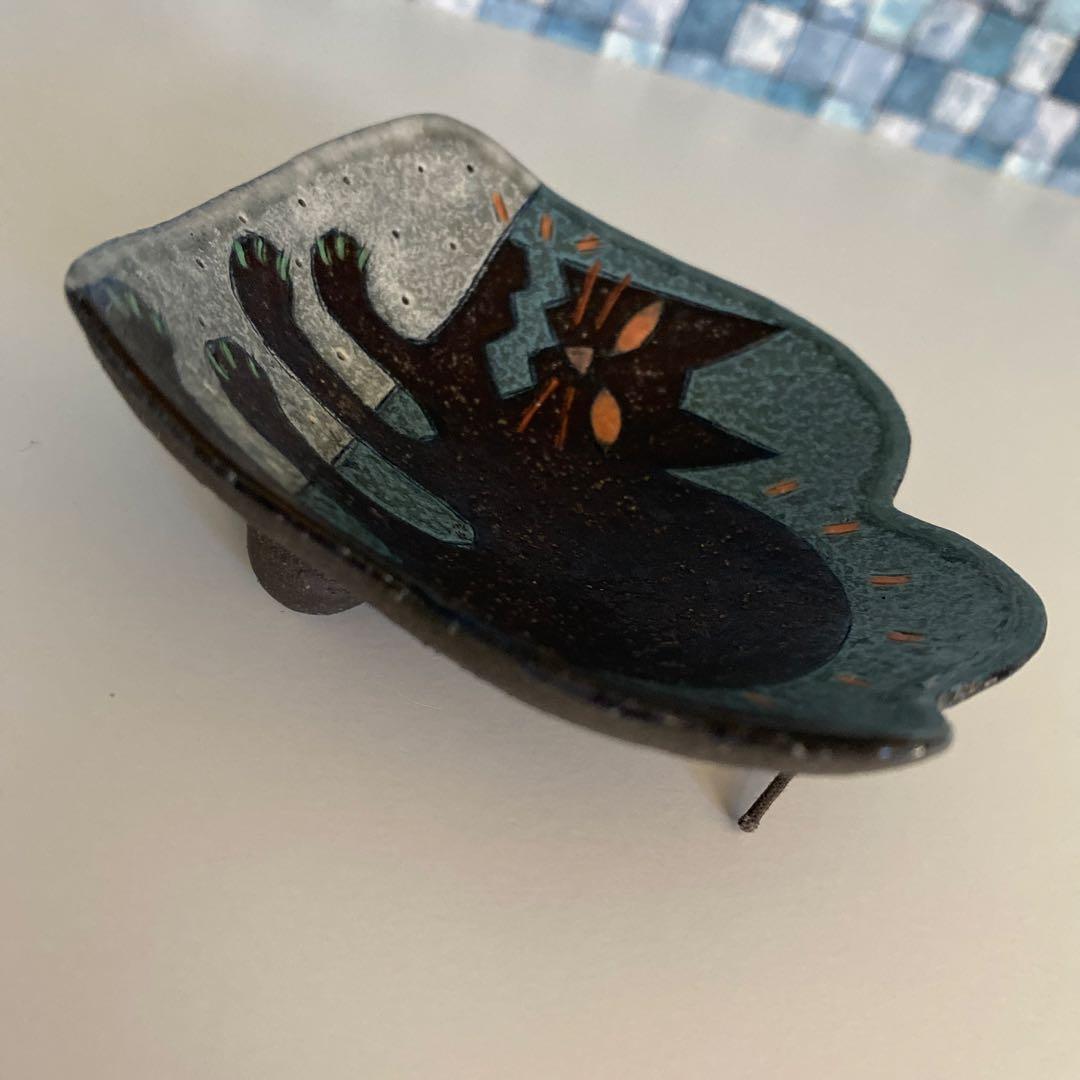 志村 観行＊海座工房＊猫・黒猫＊豆皿・飾り皿