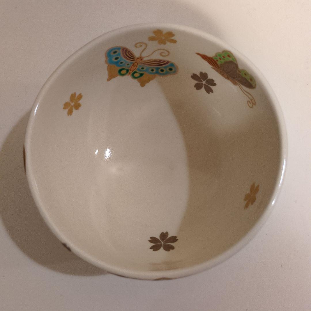 【Cecileです】文月和香　仁清写 色絵金彩胡蝶 抹茶碗　茶道具