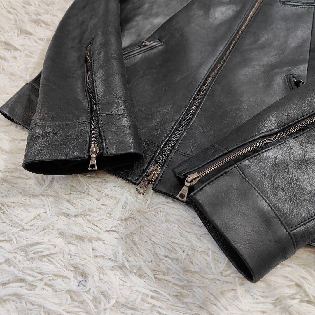 【廃盤】wjkブラックレザーシングルライダースジャケット　牛革　M