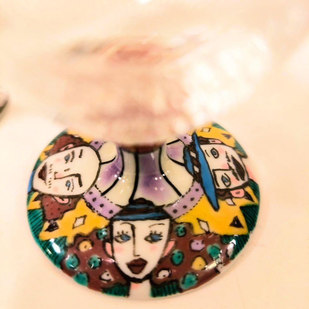 29,160円　九谷焼　中原史雄　ワイングラス(１脚　右側)