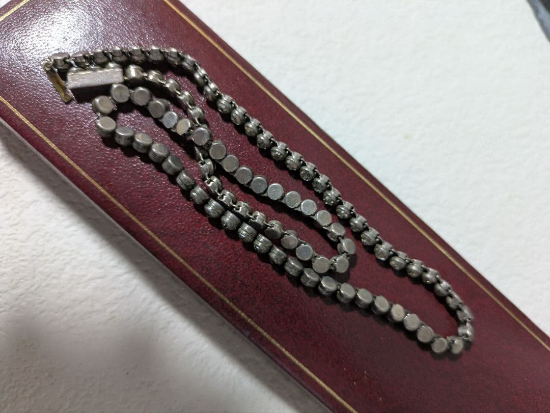 イギリス　アンティーク　クリアペースト　ネックレス　シルバー