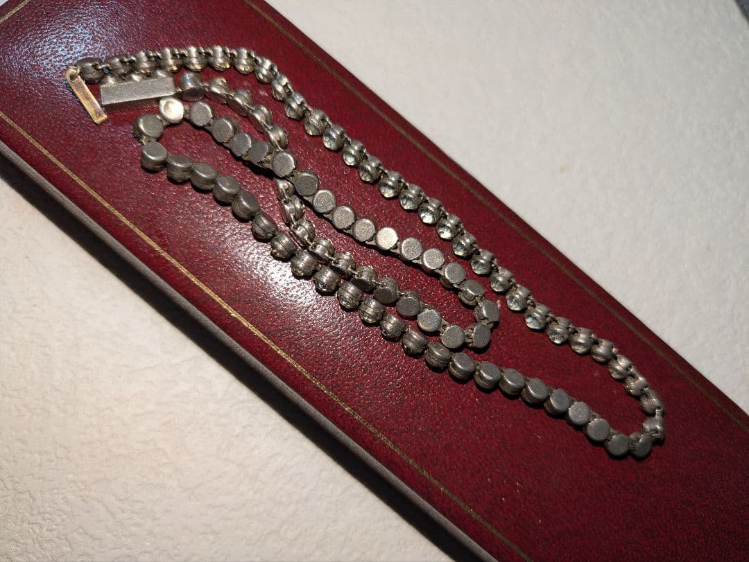 イギリス　アンティーク　クリアペースト　ネックレス　シルバー