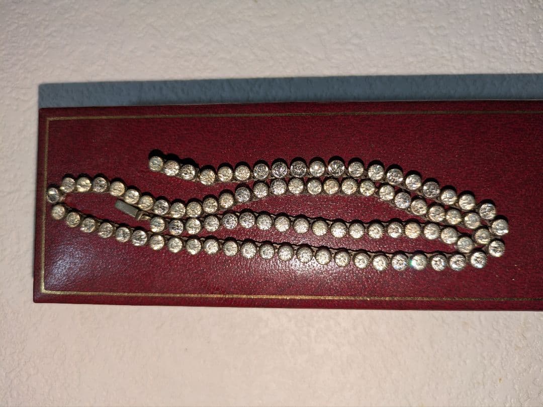 イギリス　アンティーク　クリアペースト　ネックレス　シルバー