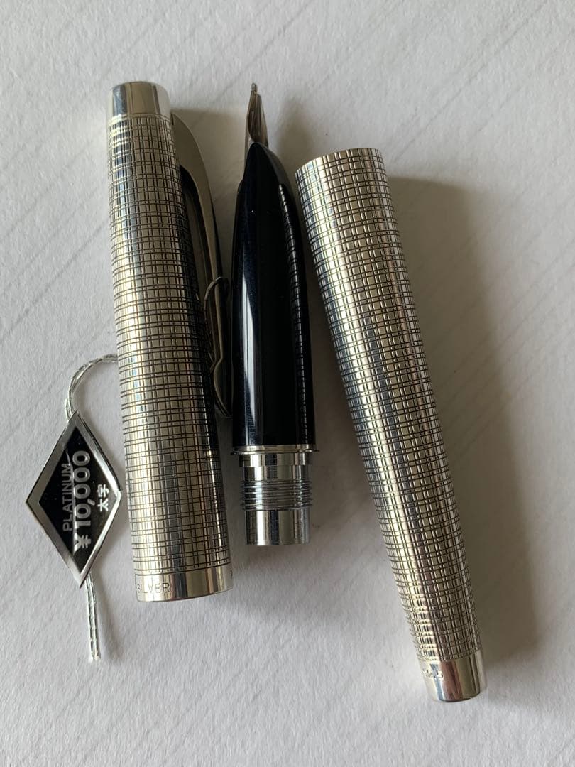 PLATINUMプラチナ スターリングシルバー 万年筆 18KWG ペン先 太字