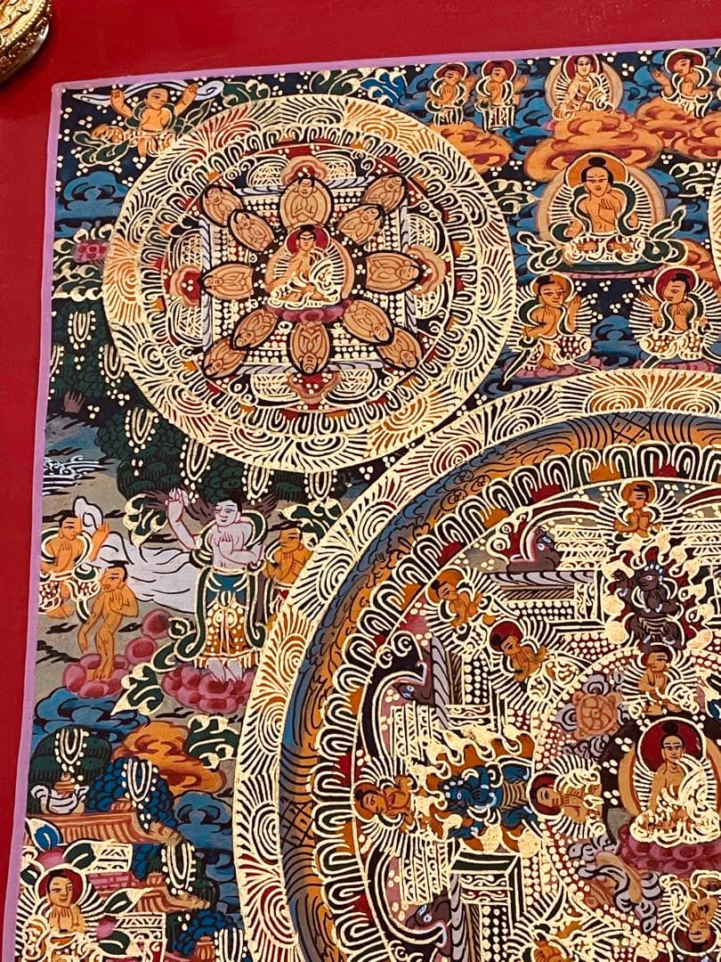 チベット密教 手描き曼荼羅（マンダラ）タンカ 新品・一点物 肉筆画 D5