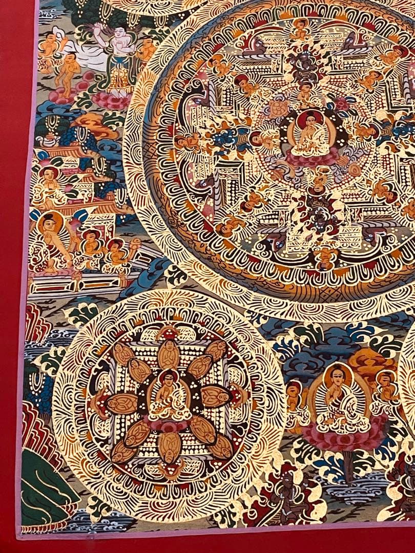 チベット密教 手描き曼荼羅（マンダラ）タンカ 新品・一点物 肉筆画 D5