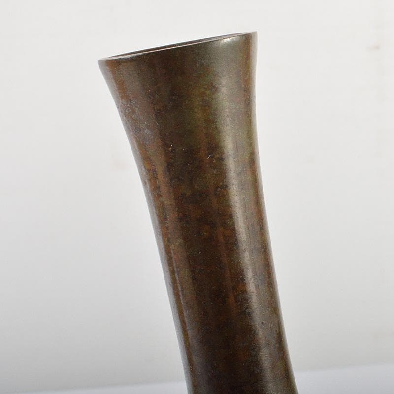 金工師　四世　一ノ瀬宗辰作　胡銅　立瓢花入　共箱　C　5605