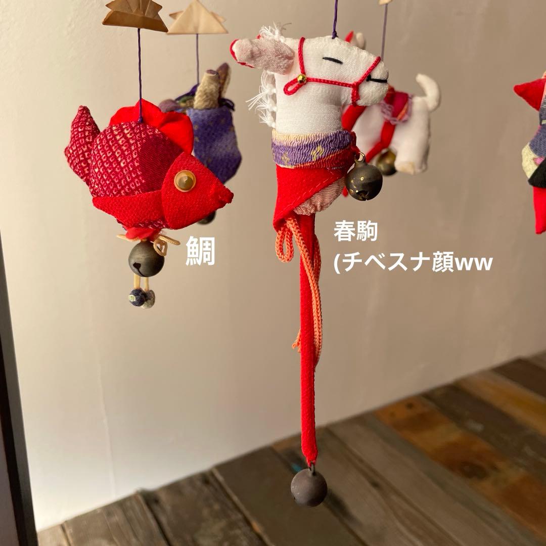 木製　吊り下げスタンド付き　ちりめん細工　吊るし雛　端午の節句　子どもの日