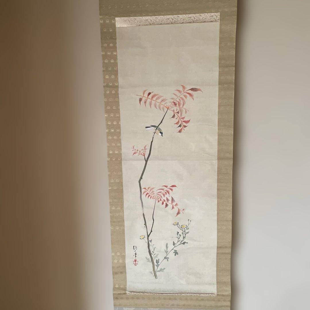 2軸セット　「しだれ桜」　「花と鳥」の掛軸 木製収納箱付き