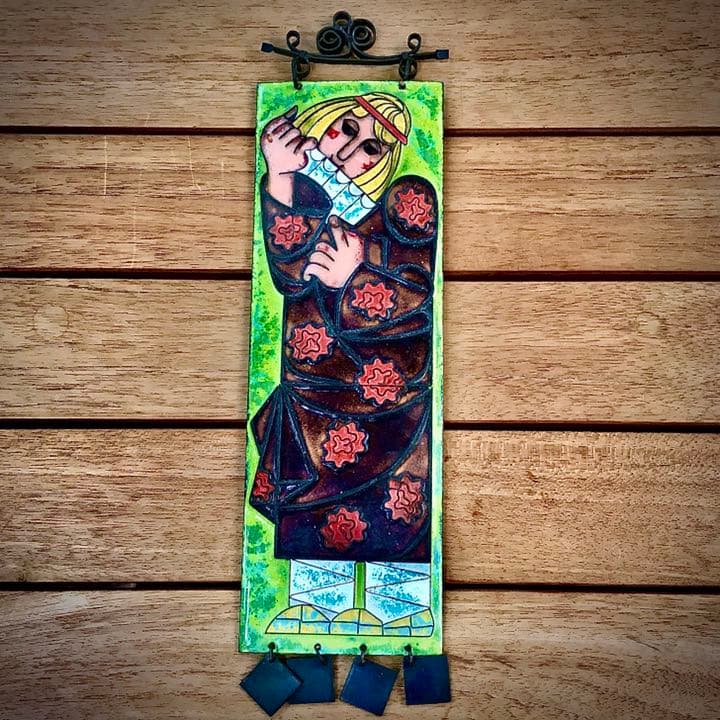 1974年 ロシア（ソ連）モスクワ製造 銅板七宝 タペストリー（ 放浪芸人）