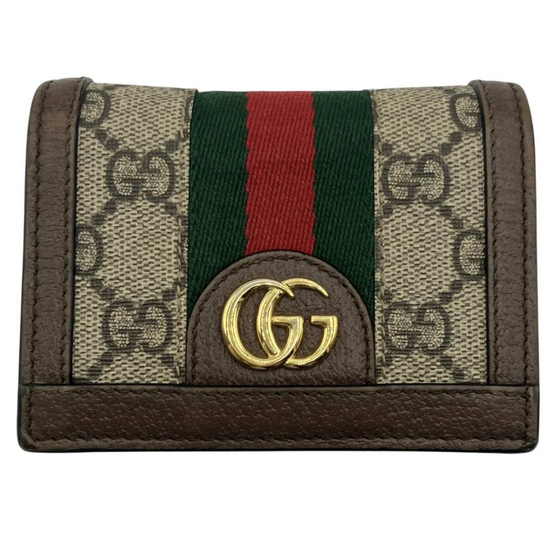 良品✨　グッチ ２つ折り財布 オフィディア PVC ブラウン 0I7