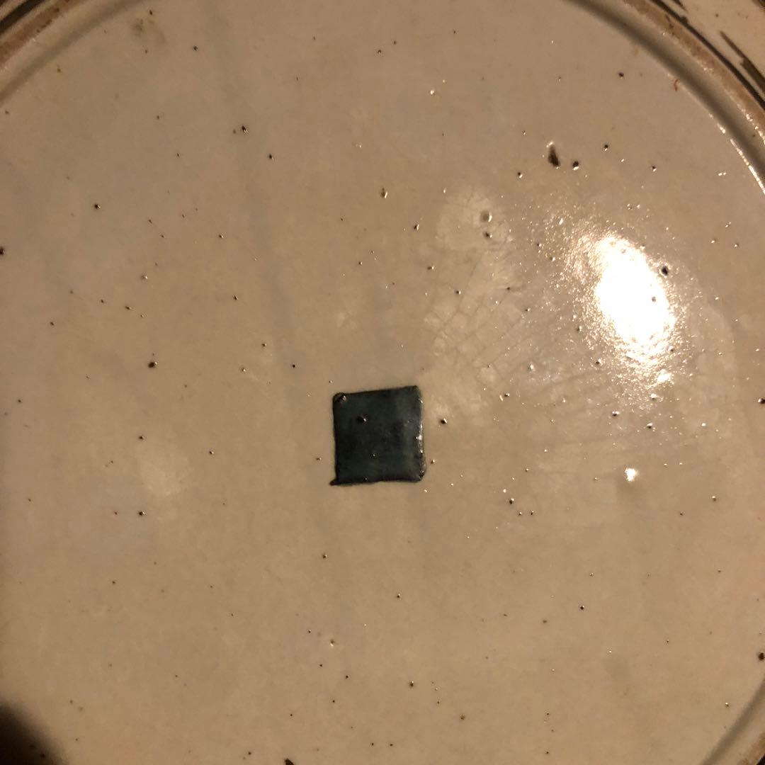 古い九谷焼の色絵大皿約37cm皿立て付き