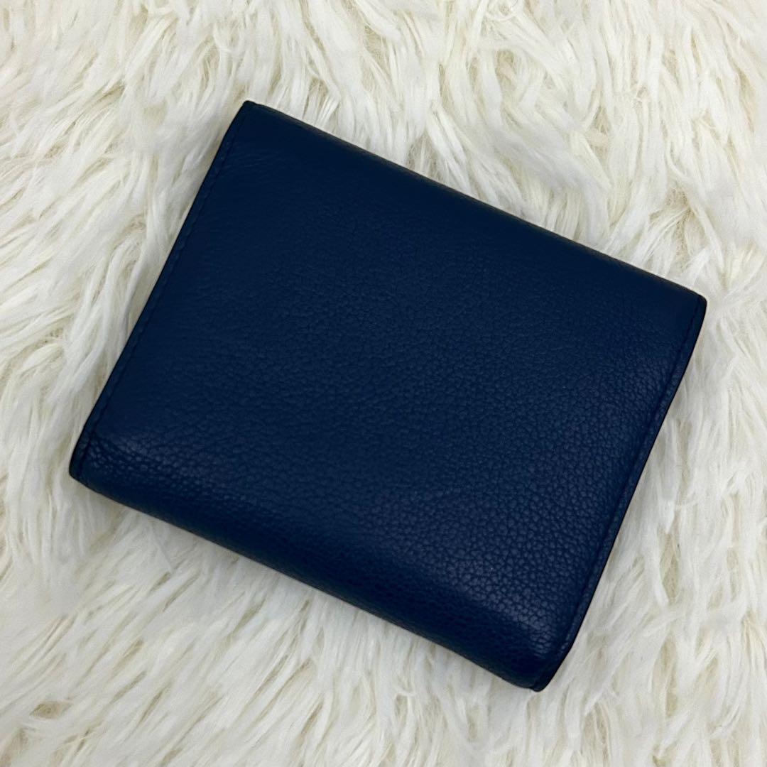 【美品】ICチップ内蔵 MIU MIU ミュウミュウ 三つ折り財布 ブルー系