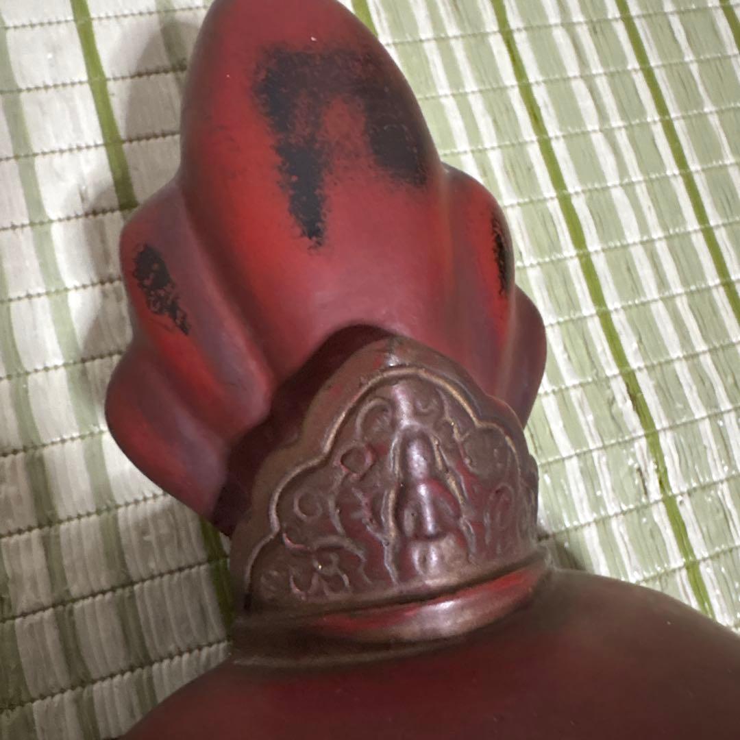 お面　能面　神楽面　仁王　仏具　鬼　男　赤　工芸品　渦　金剛力士　壁掛け　置物