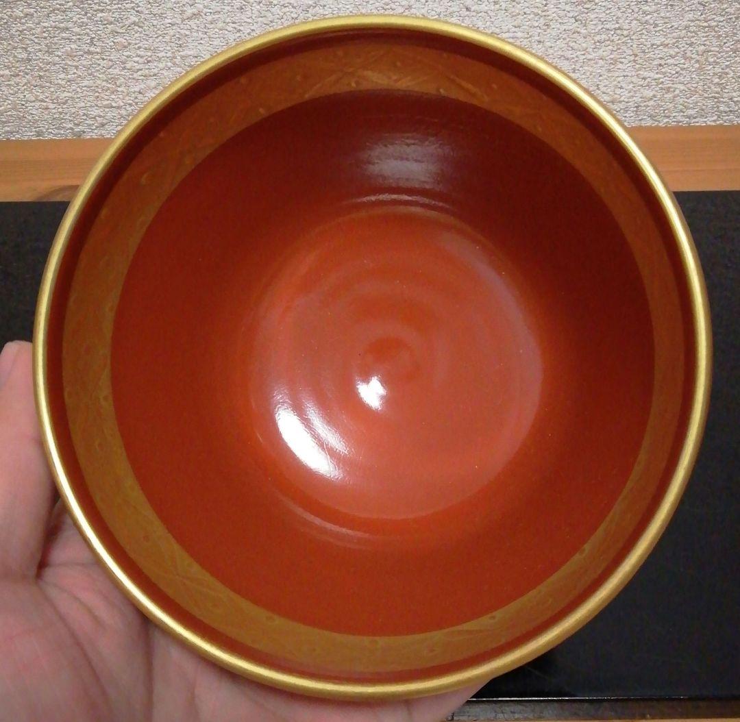 上山善峰作　京焼　帯七宝　茶碗　共箱　茶道具